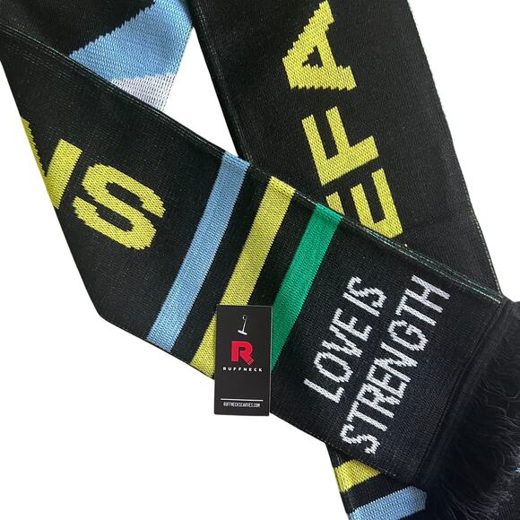 Kefa Champions Scarf Love Is Strength Black Knit 60x7 Ruffneck - Picture 2 of 7